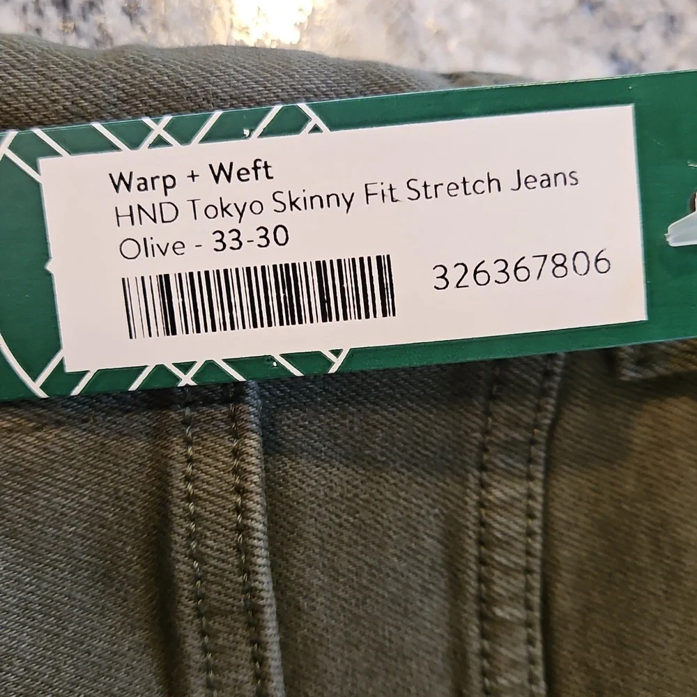👖Warp + Weft Olive Skinny Fit Stretch Jeans